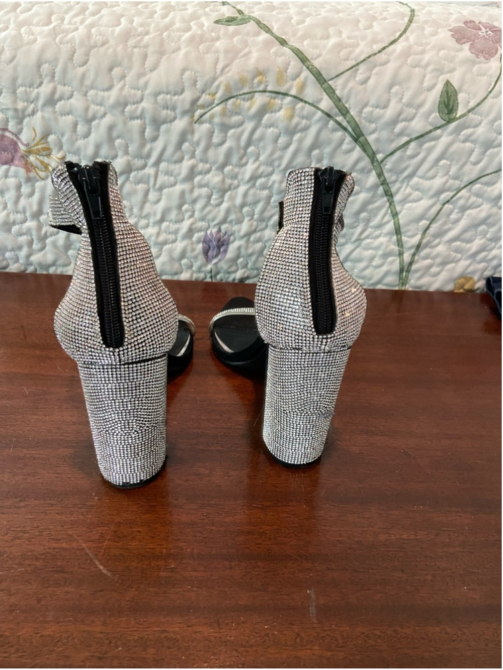 Liliana Black Rhinestone Ankle-Strap Stiletto Sandals - Picture 4 of 5